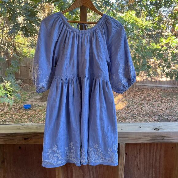 Chelsea & Violet Women's Embroidered Periwinkle Babydoll Dress Size M. NEW - Picture 1 of 11